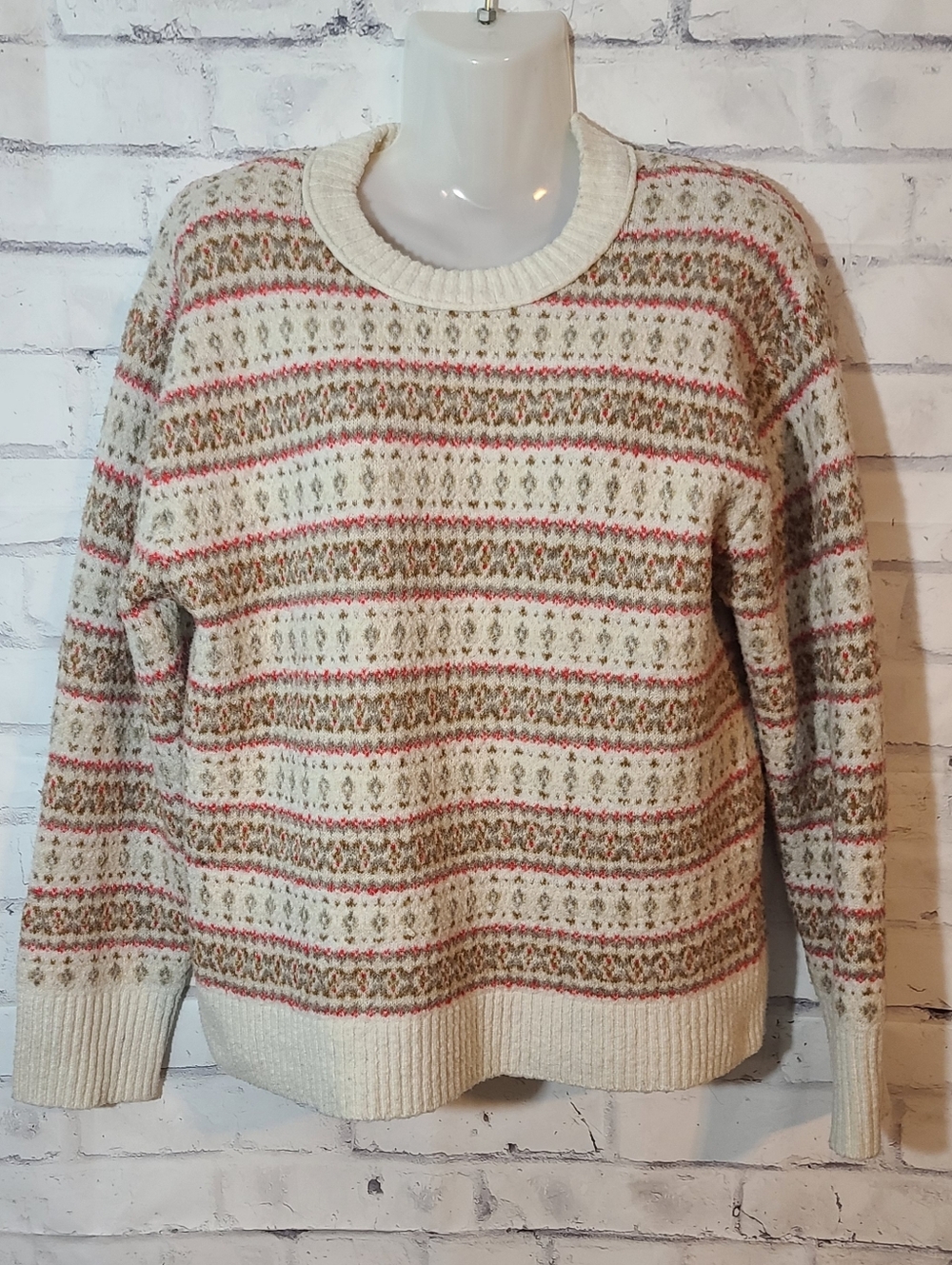 American Eagle Oversized Soft Fair Isle Crewneck Sweater XS - Picture 3 of 7